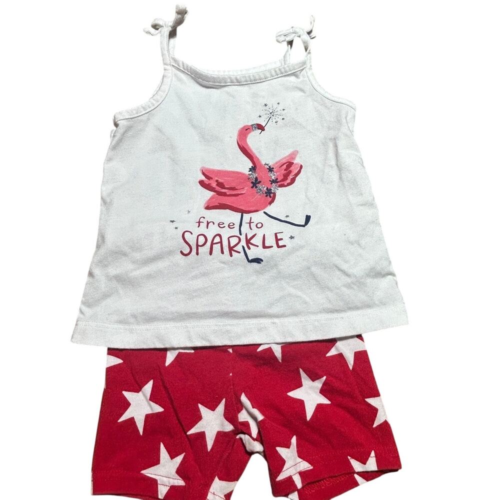 Carters child of mine toddler short set flamingo tank to[ with red star shorts